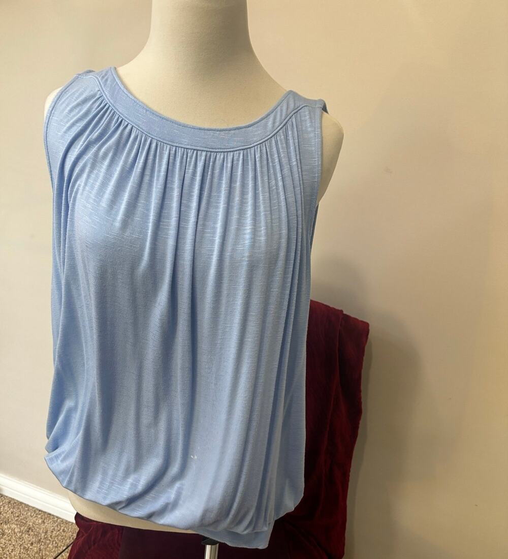 EUC Loft Outlet sky blue sleeveless soft rayon/spandex gathered band, gathered M